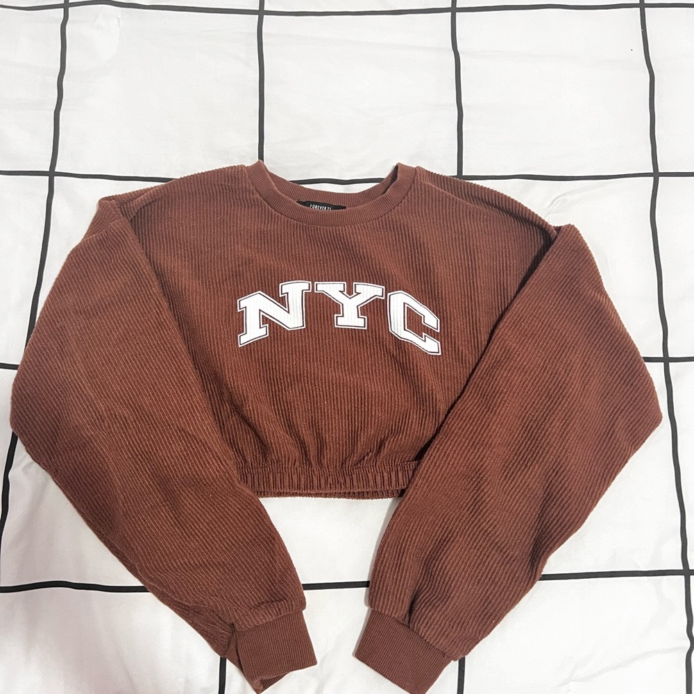 H&M Brown CROPPED Sweatshirt HOODIE Rib Hem Cuff Womens NEW Sexy NYC TRENDY
